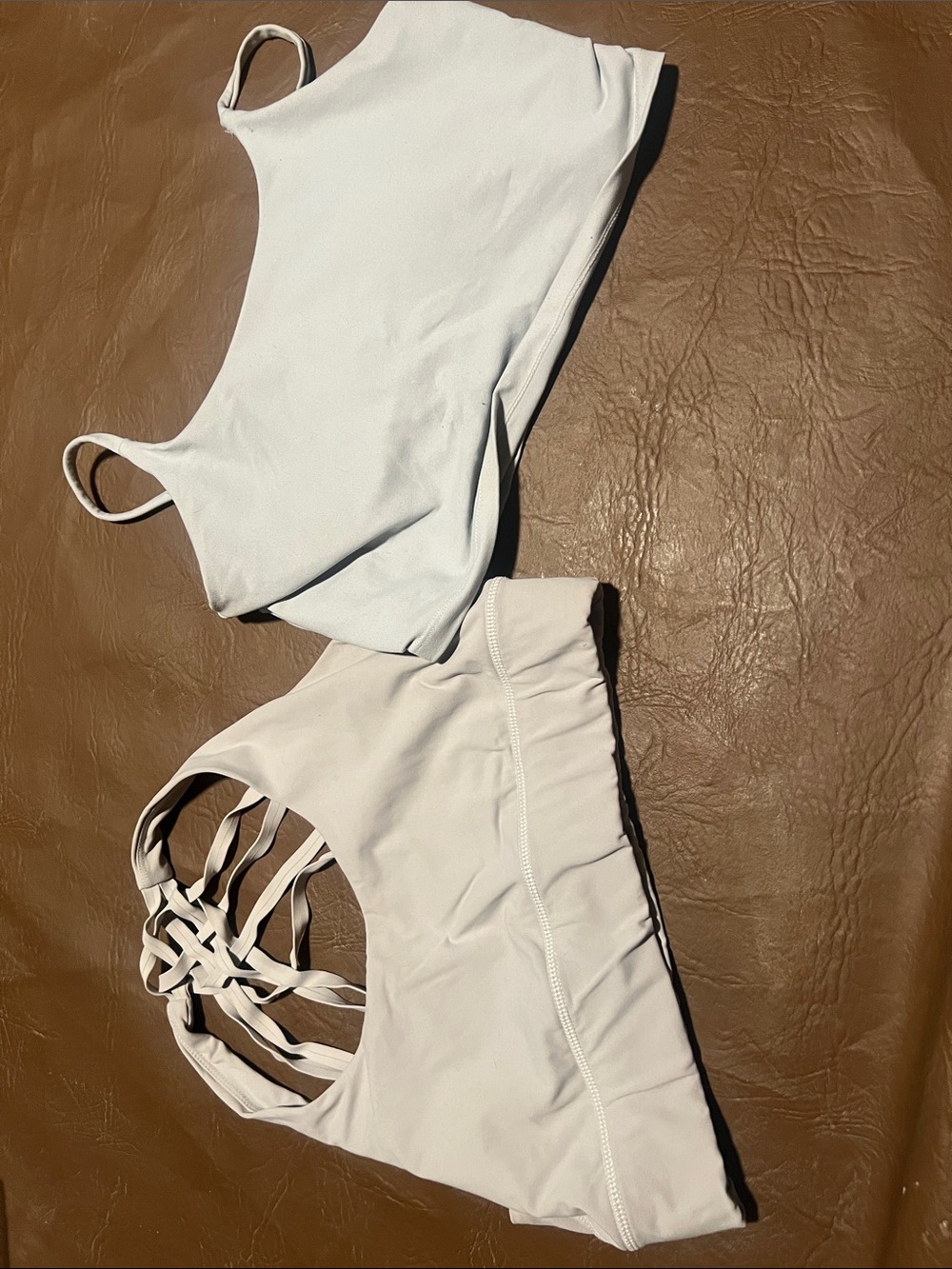 White Athletic Crop Tops - Strappy Back Sports Bras
